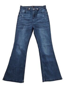 Kazo Denim Jeans Women's W32 (32x29) Med Wash High-Waist Flare Leg Stretch Denim